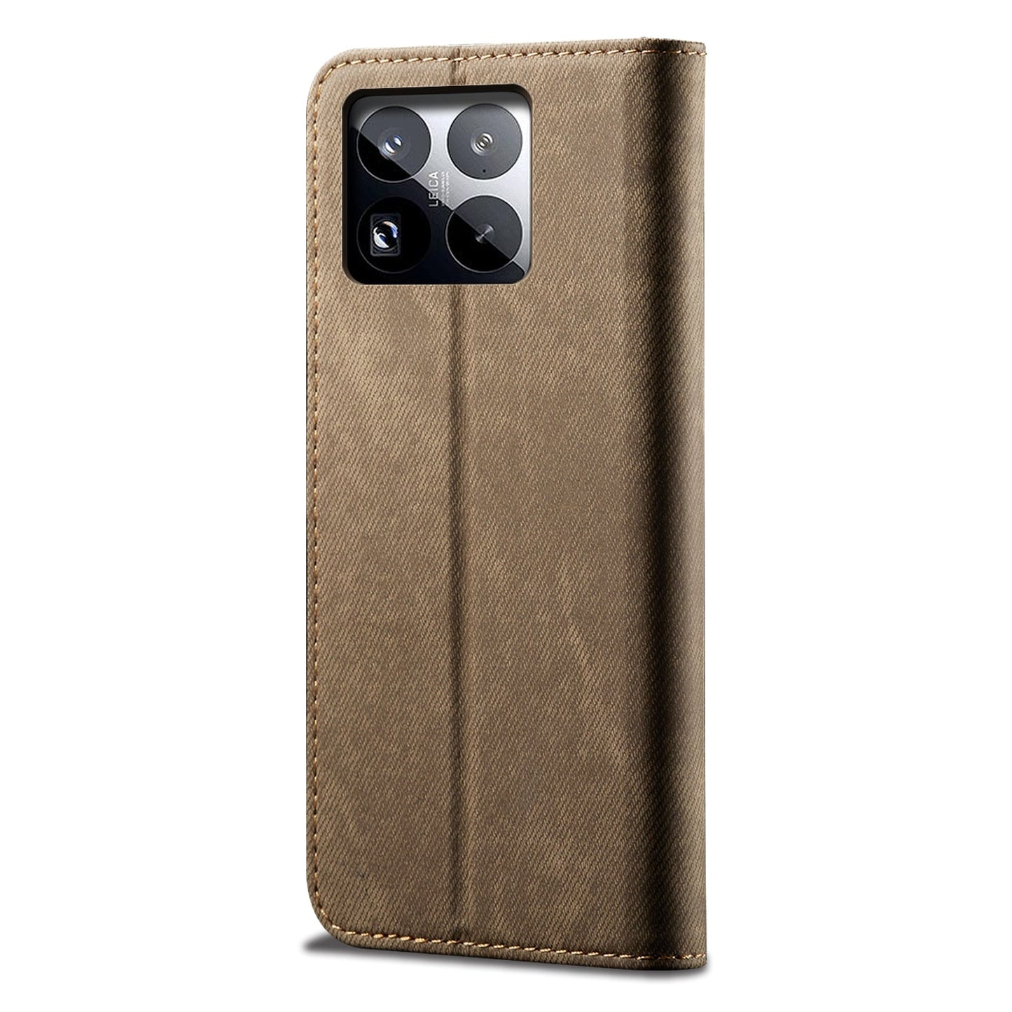 For Xiaomi 15 Pro Denim Texture Casual Style Horizontal Flip Leather Case(Khaki)