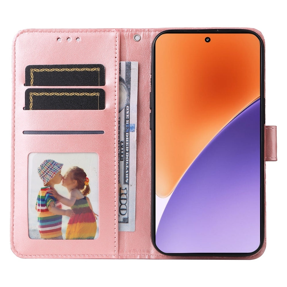 For Xiaomi 15 Embossed Sunflower Leather Phone Case(Pink)