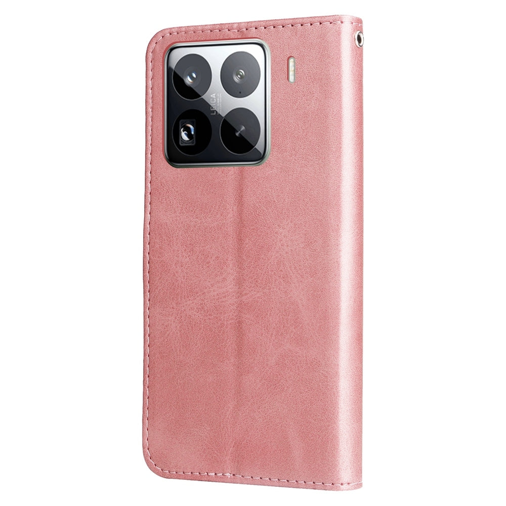 For Xiaomi 15 Pro Fashion Calf Texture Zipper Leather Phone Case(Rose Gold)
