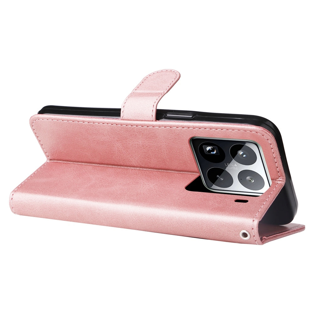 For Xiaomi 15 Pro Fashion Calf Texture Zipper Leather Phone Case(Rose Gold)