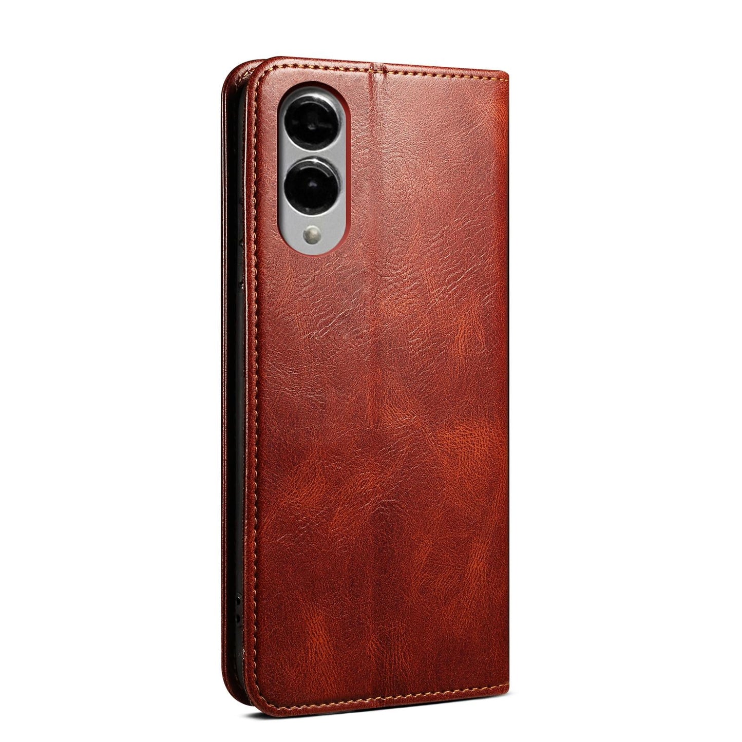 For Samsung Galaxy S25 Edge 5G Oil Wax Crazy Horse Texture Leather Phone Case(Brown)