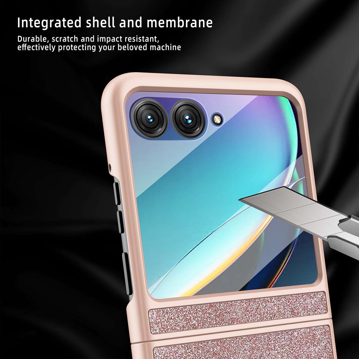 For Motorola Razr 50 Ultra Glitter Leather Integrated PC Phone Case(Rose Gold)