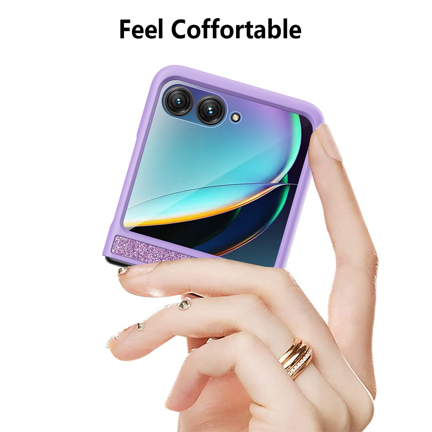 For Motorola Razr 50 Ultra Glitter Leather Integrated PC Phone Case(Purple)