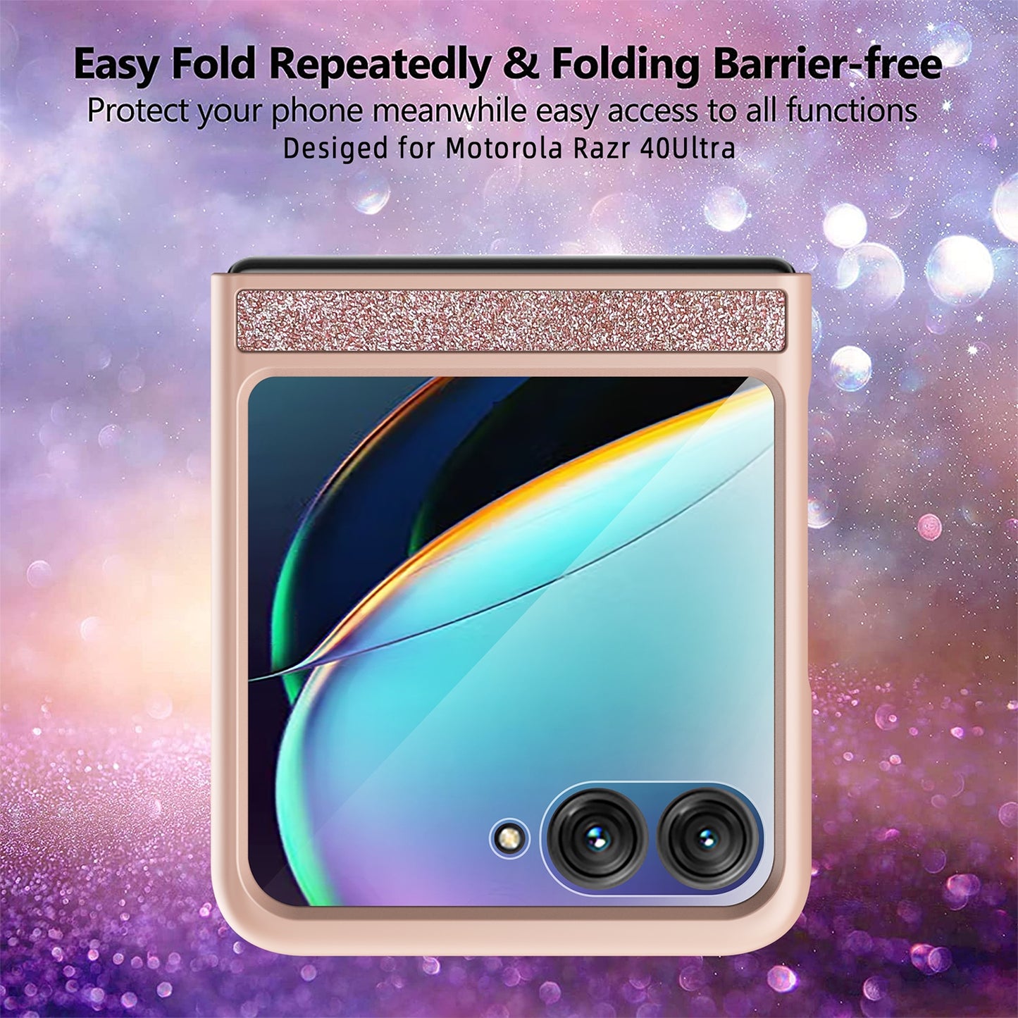 For Motorola Razr 50 Ultra Glitter Leather Integrated PC Phone Case(Black)