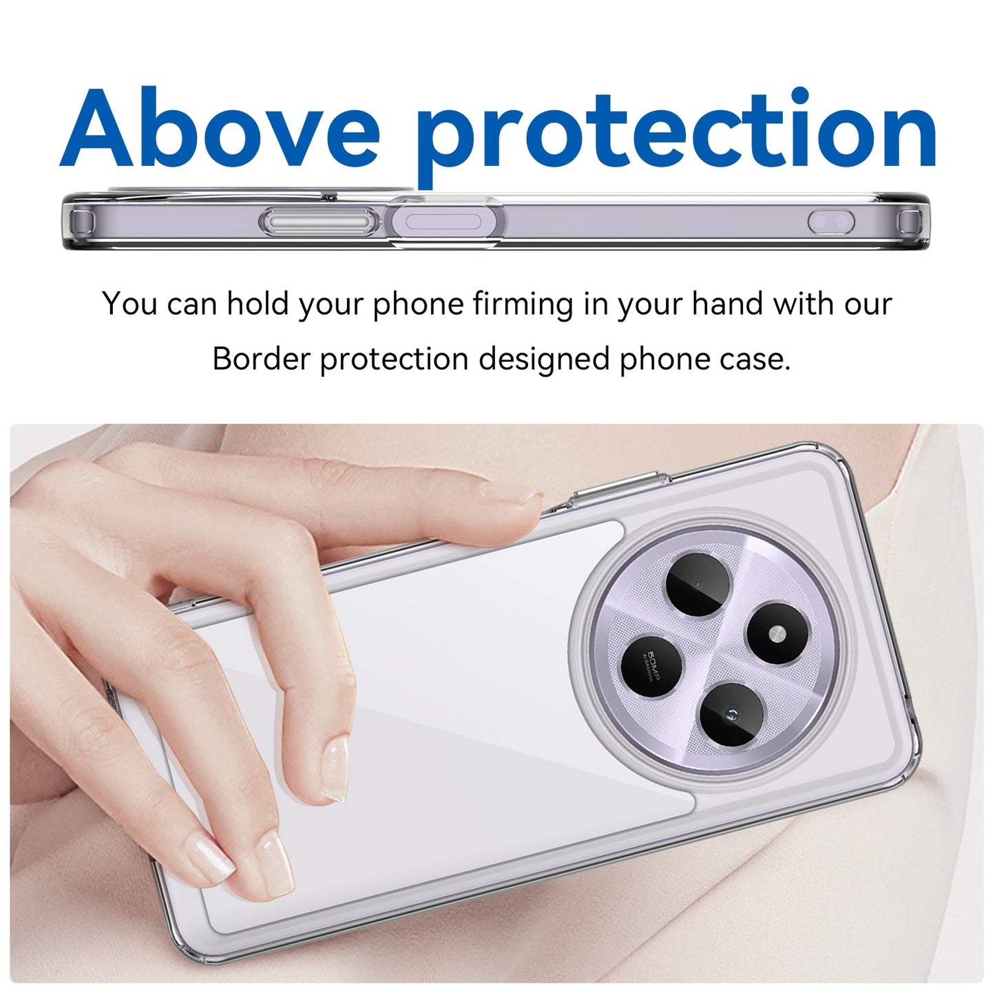 For Redmi 14C 4G Colorful Series Acrylic Hybrid TPU Phone Case(Transparent)