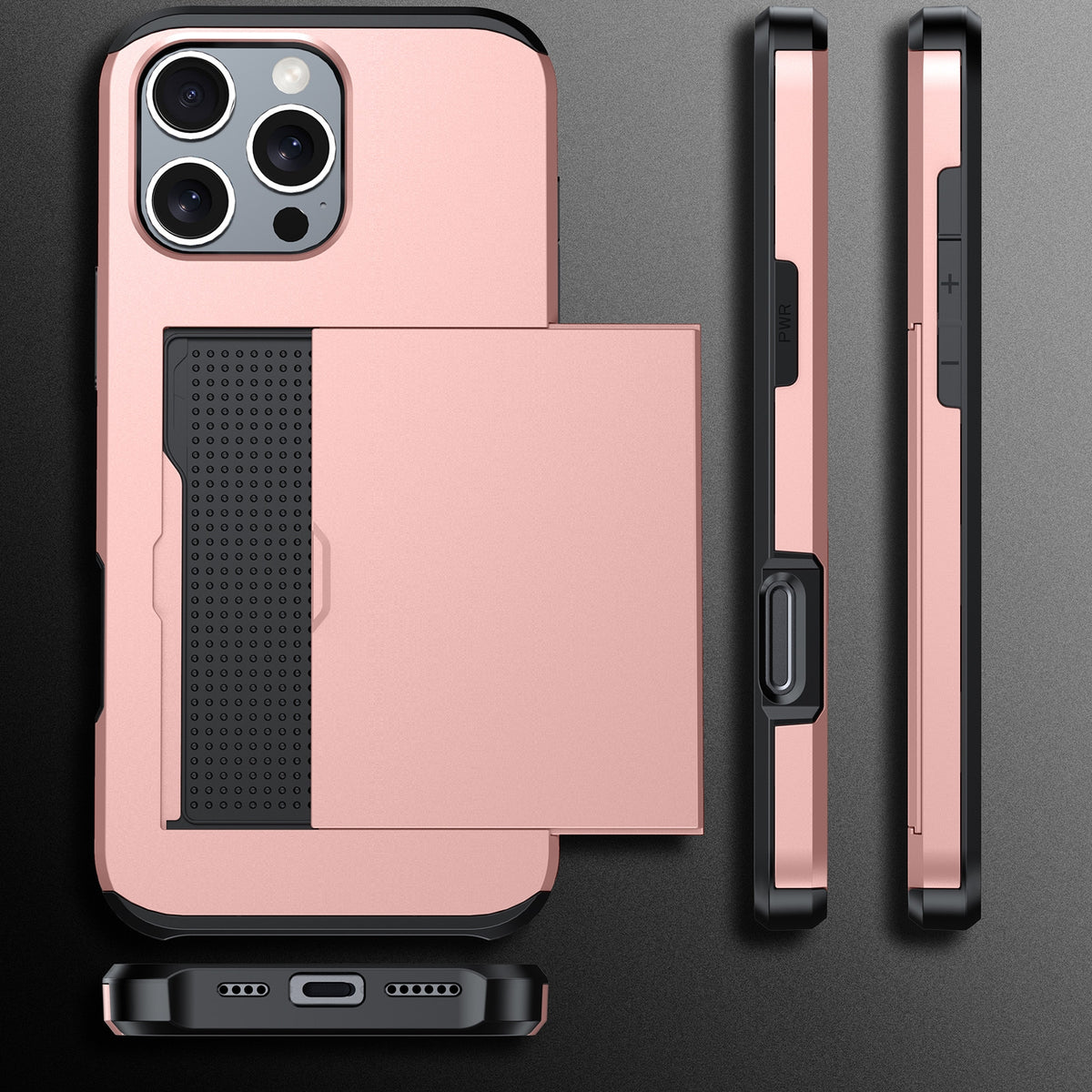 Compatible with iPhone 18 Pro Max Shockproof Armor Phone Case with Card Slot - White
