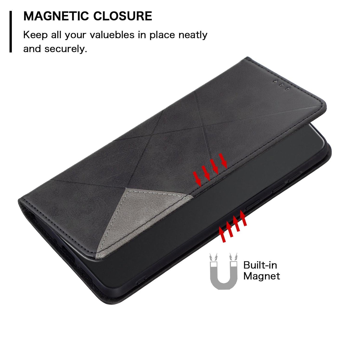 For Samsung Galaxy S25 Edge 5G Rhombus Texture Magnetic Leather Phone Case(Black)