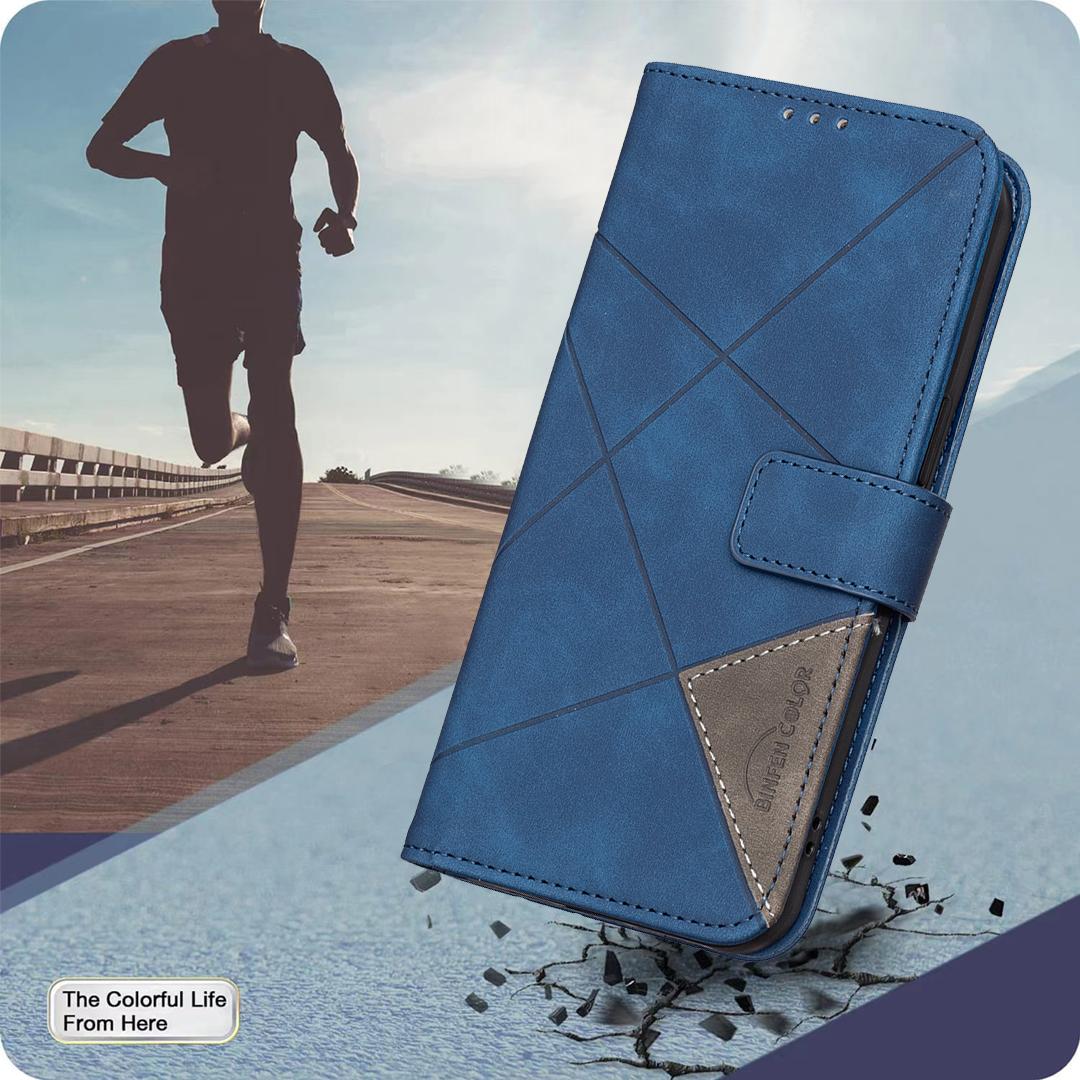 For Samsung Galaxy S25 Edge 5G Magnetic Buckle Rhombus Texture Leather Phone Case(Blue)