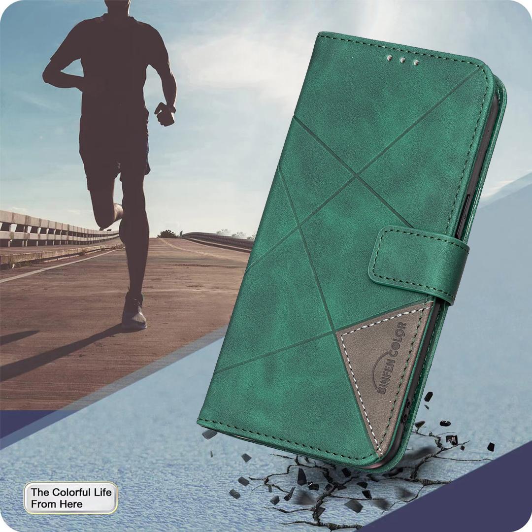 For Samsung Galaxy S25 Edge 5G Magnetic Buckle Rhombus Texture Leather Phone Case(Green)