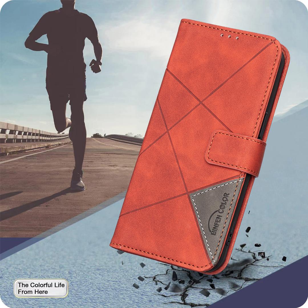For Samsung Galaxy S25 Edge 5G Magnetic Buckle Rhombus Texture Leather Phone Case(Brown)