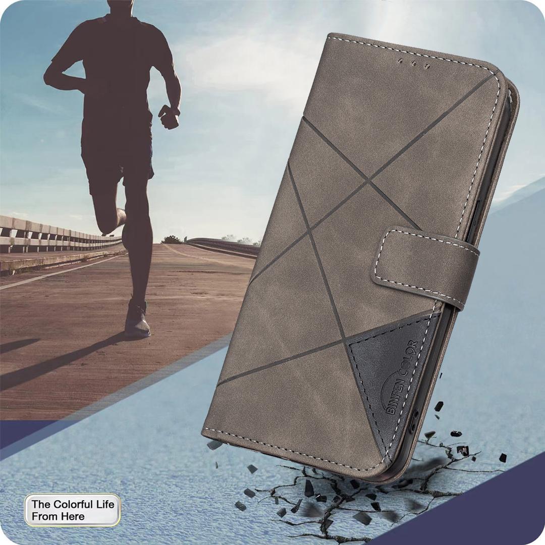 For Samsung Galaxy S25 Edge 5G Magnetic Buckle Rhombus Texture Leather Phone Case(Grey)