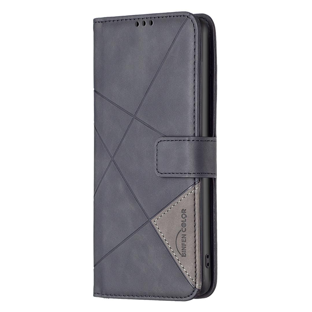 For Samsung Galaxy S25 Edge 5G Magnetic Buckle Rhombus Texture Leather Phone Case(Black)