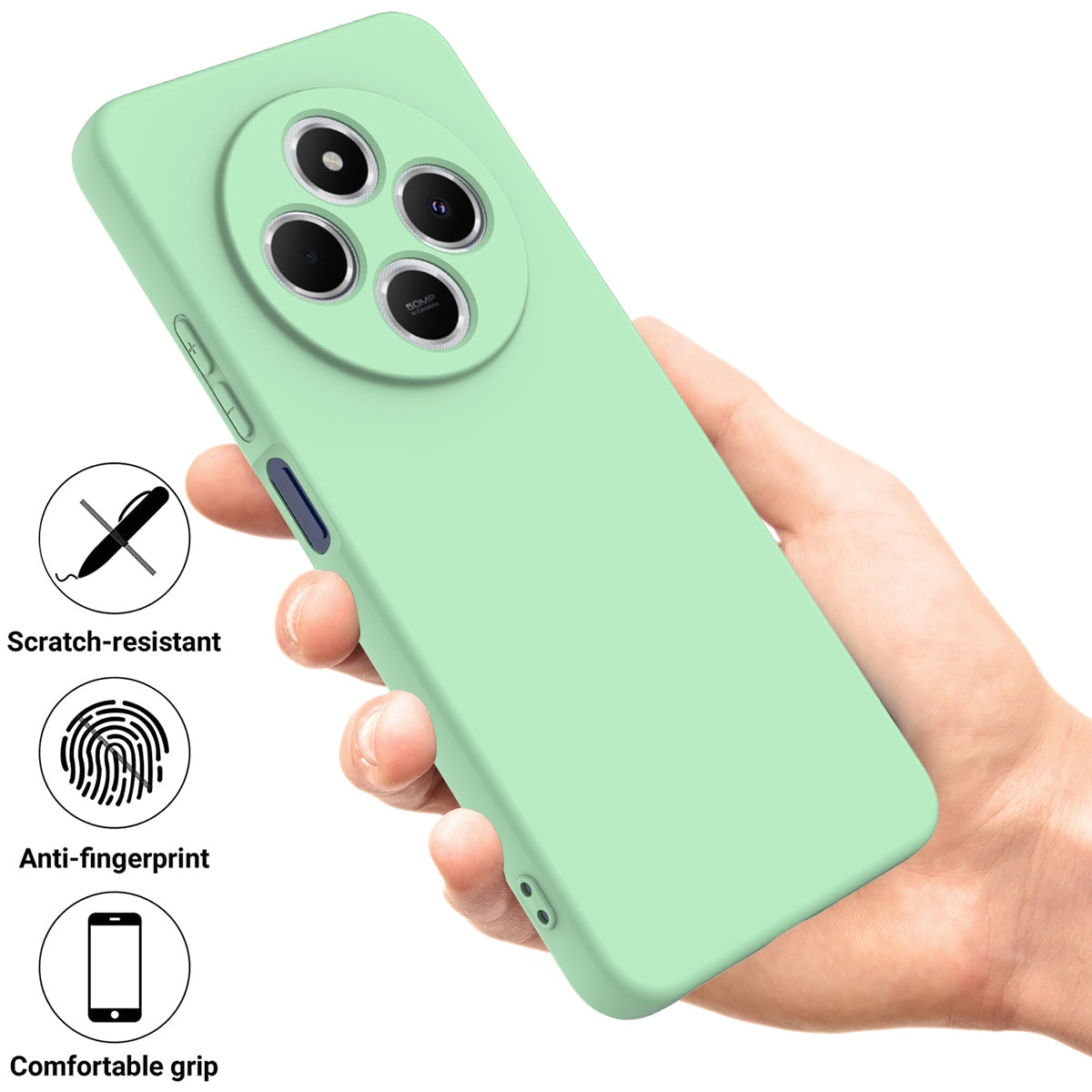 For Redmi 14C 4G Solid Color Liquid Silicone Dropproof Full Coverage Phone Case(Green)