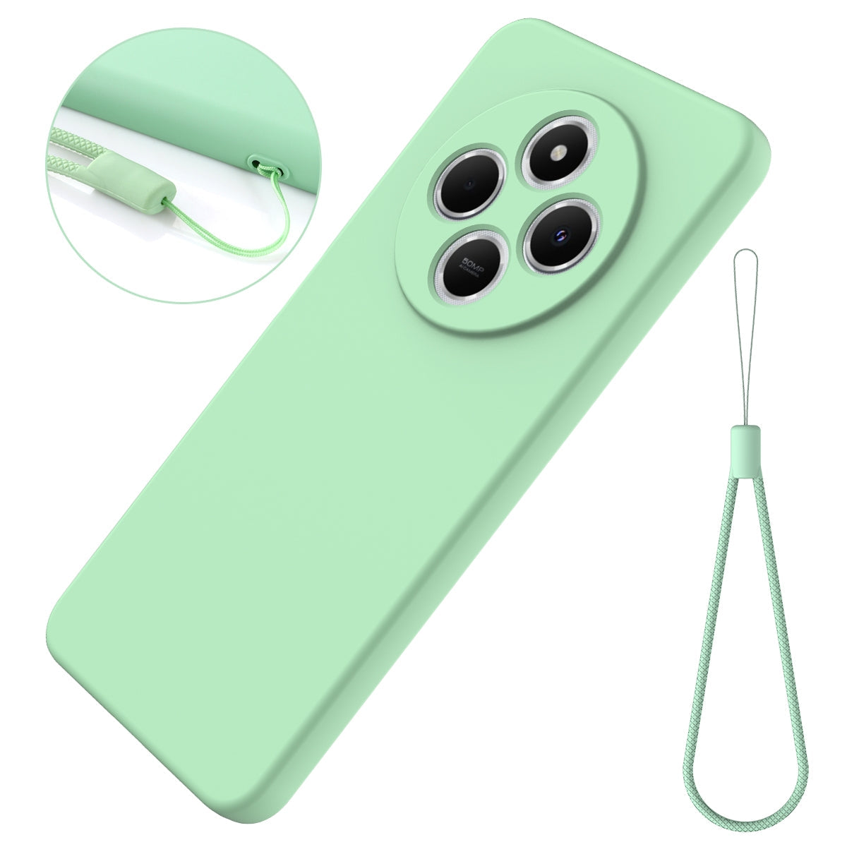 For Redmi 14C 4G Solid Color Liquid Silicone Dropproof Full Coverage Phone Case(Green)