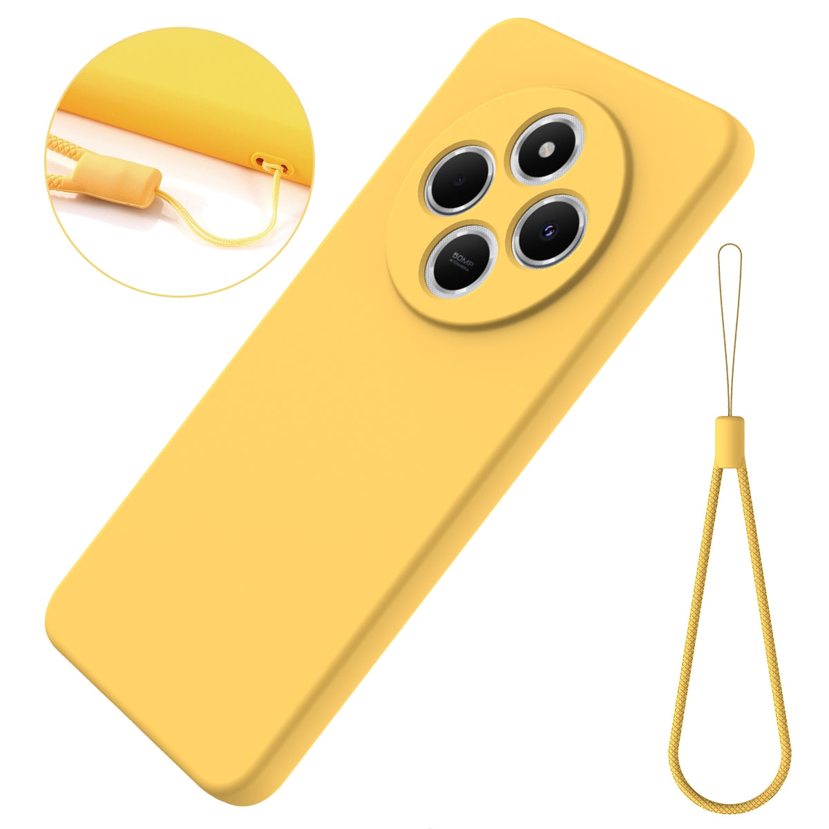 For Redmi 14C 4G Solid Color Liquid Silicone Dropproof Full Coverage Phone Case(Yellow)