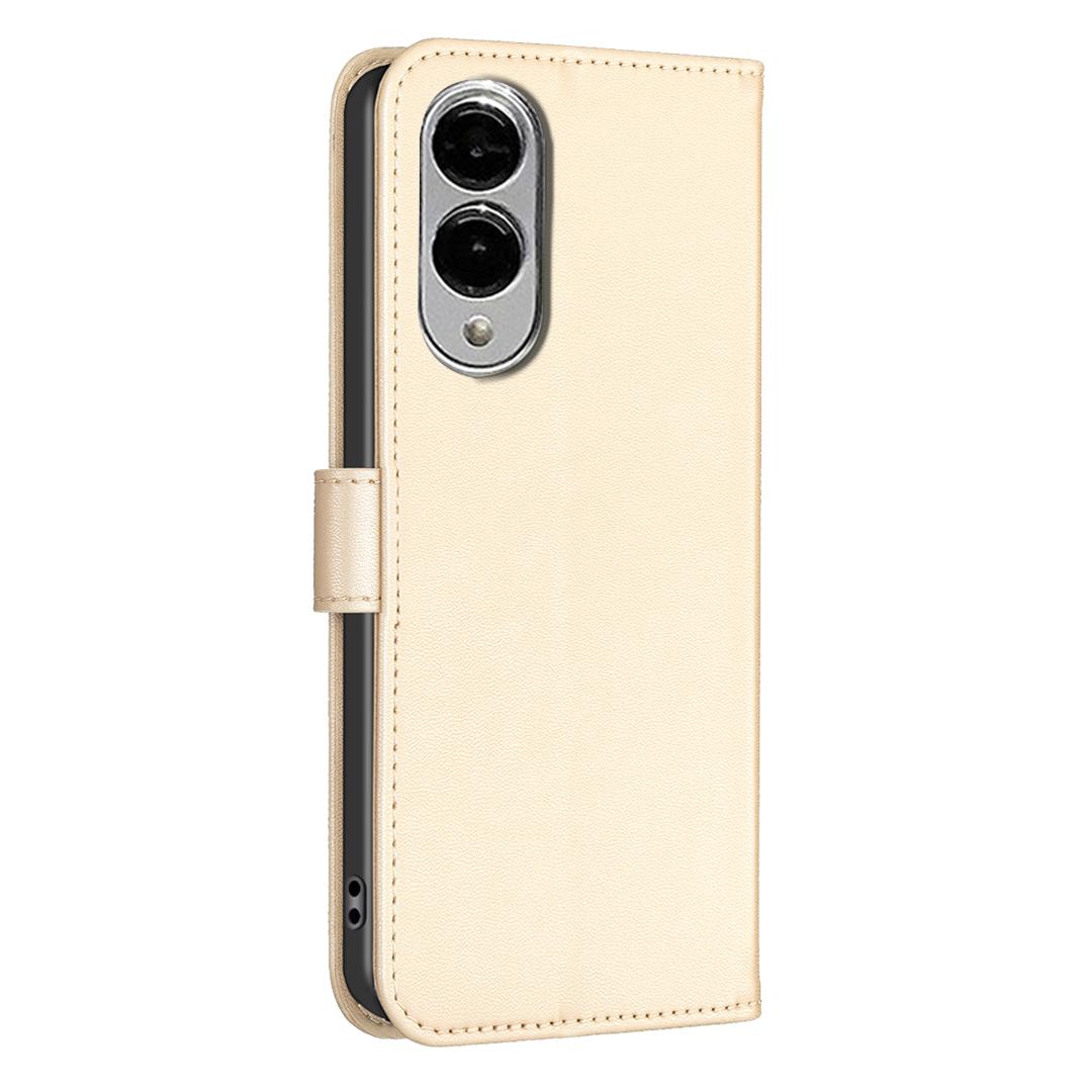 For Samsung Galaxy S25 Edge 5G Four-leaf Embossed Leather Phone Case(Gold)