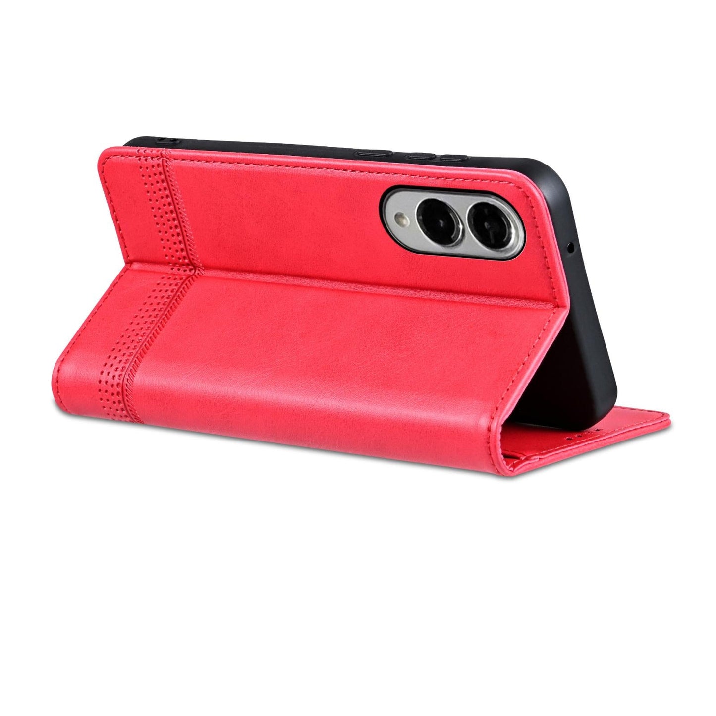 For Samsung Galaxy S25 Edge 5G AZNS Magnetic Calf Texture Flip Leather Phone Case(Red)