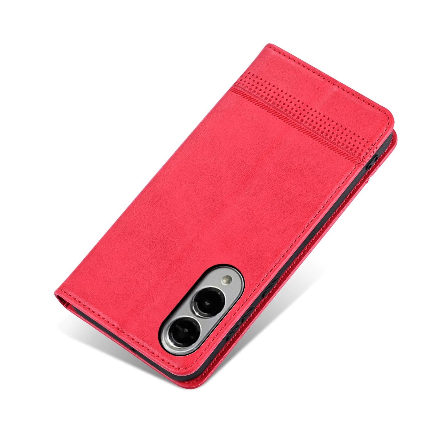 For Samsung Galaxy S25 Edge 5G AZNS Magnetic Calf Texture Flip Leather Phone Case(Red)