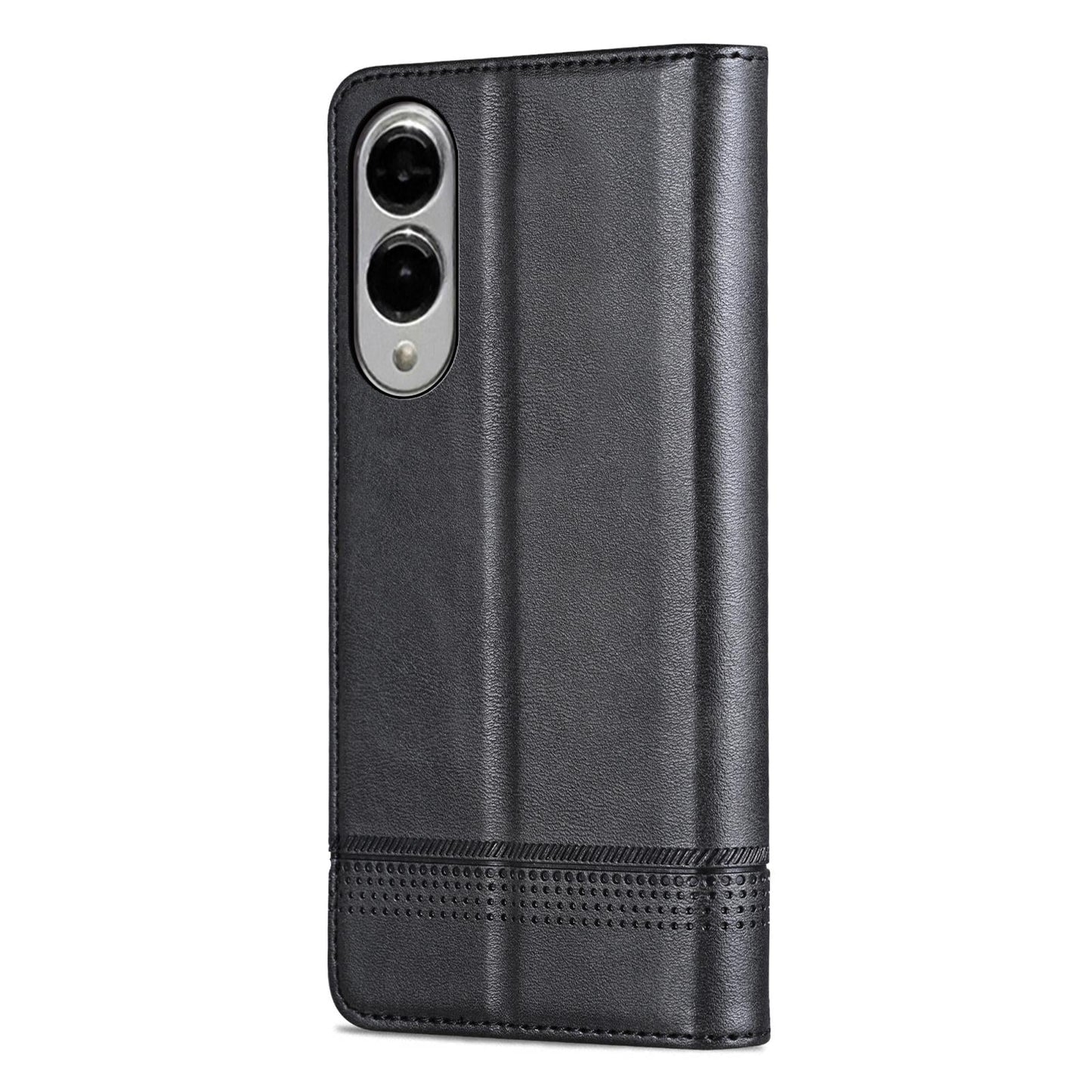 For Samsung Galaxy S25 Edge 5G AZNS Magnetic Calf Texture Flip Leather Phone Case(Black)