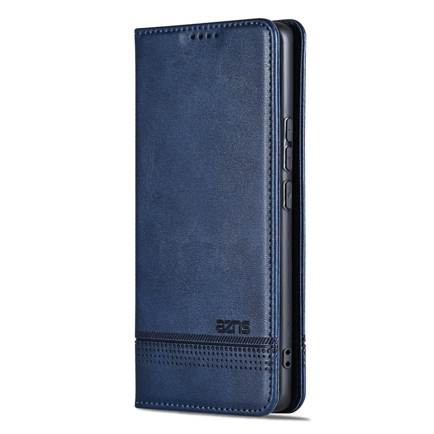 For Samsung Galaxy S25 Edge 5G AZNS Magnetic Calf Texture Flip Leather Phone Case(Dark Blue)