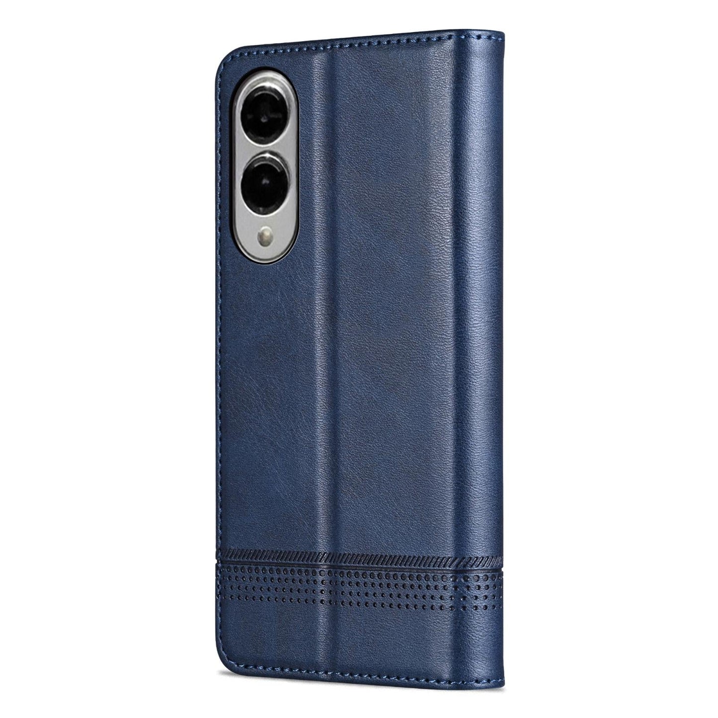 For Samsung Galaxy S25 Edge 5G AZNS Magnetic Calf Texture Flip Leather Phone Case(Dark Blue)