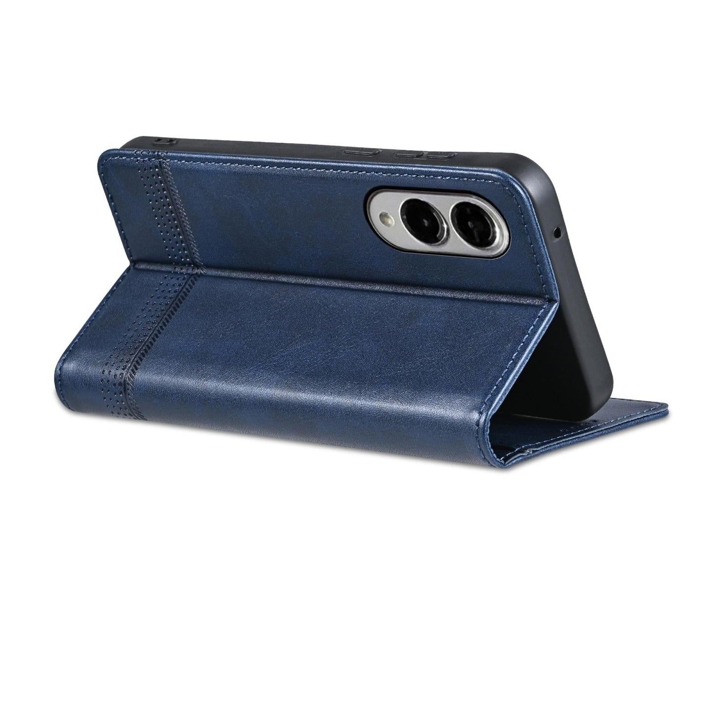 For Samsung Galaxy S25 Edge 5G AZNS Magnetic Calf Texture Flip Leather Phone Case(Dark Blue)