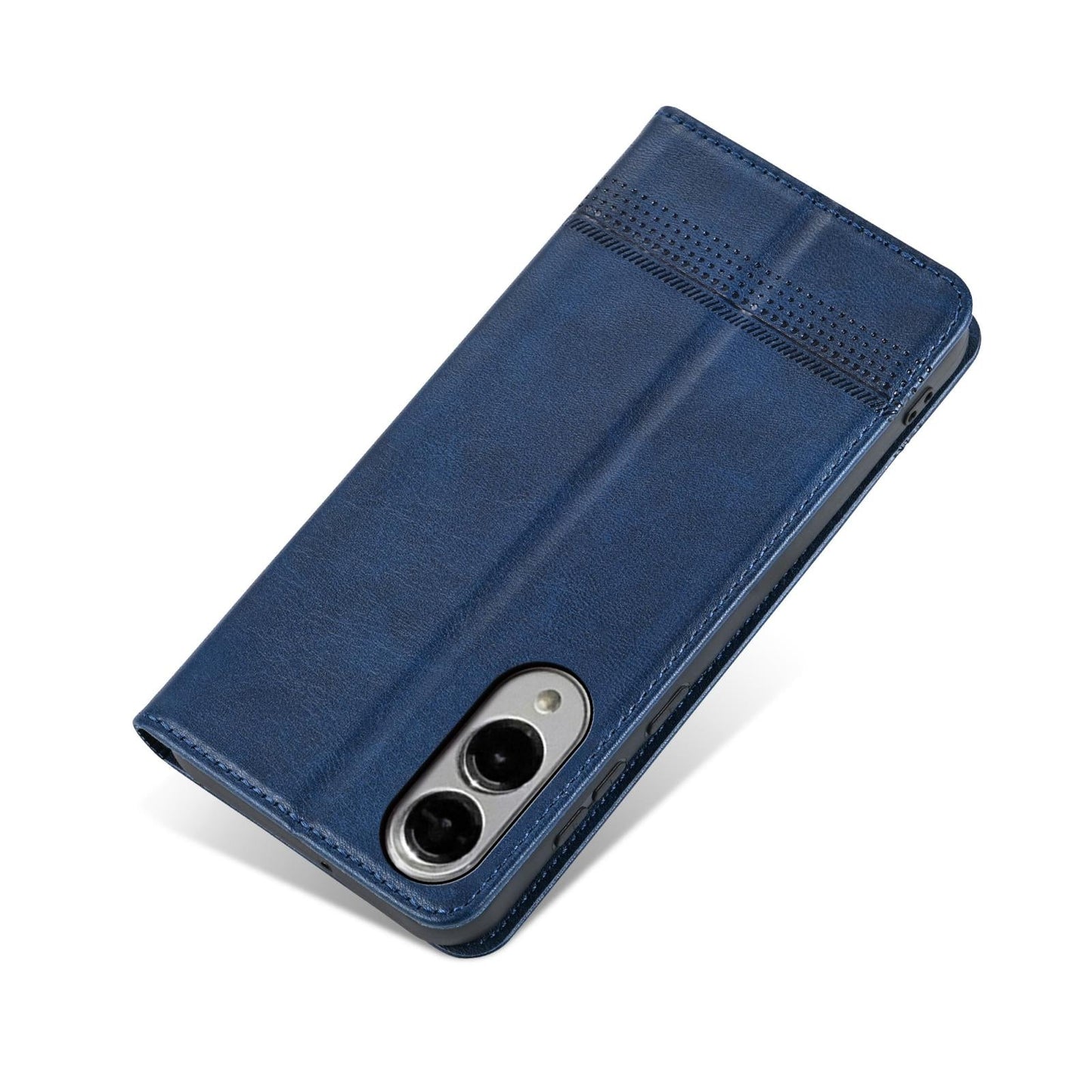 For Samsung Galaxy S25 Edge 5G AZNS Magnetic Calf Texture Flip Leather Phone Case(Dark Blue)