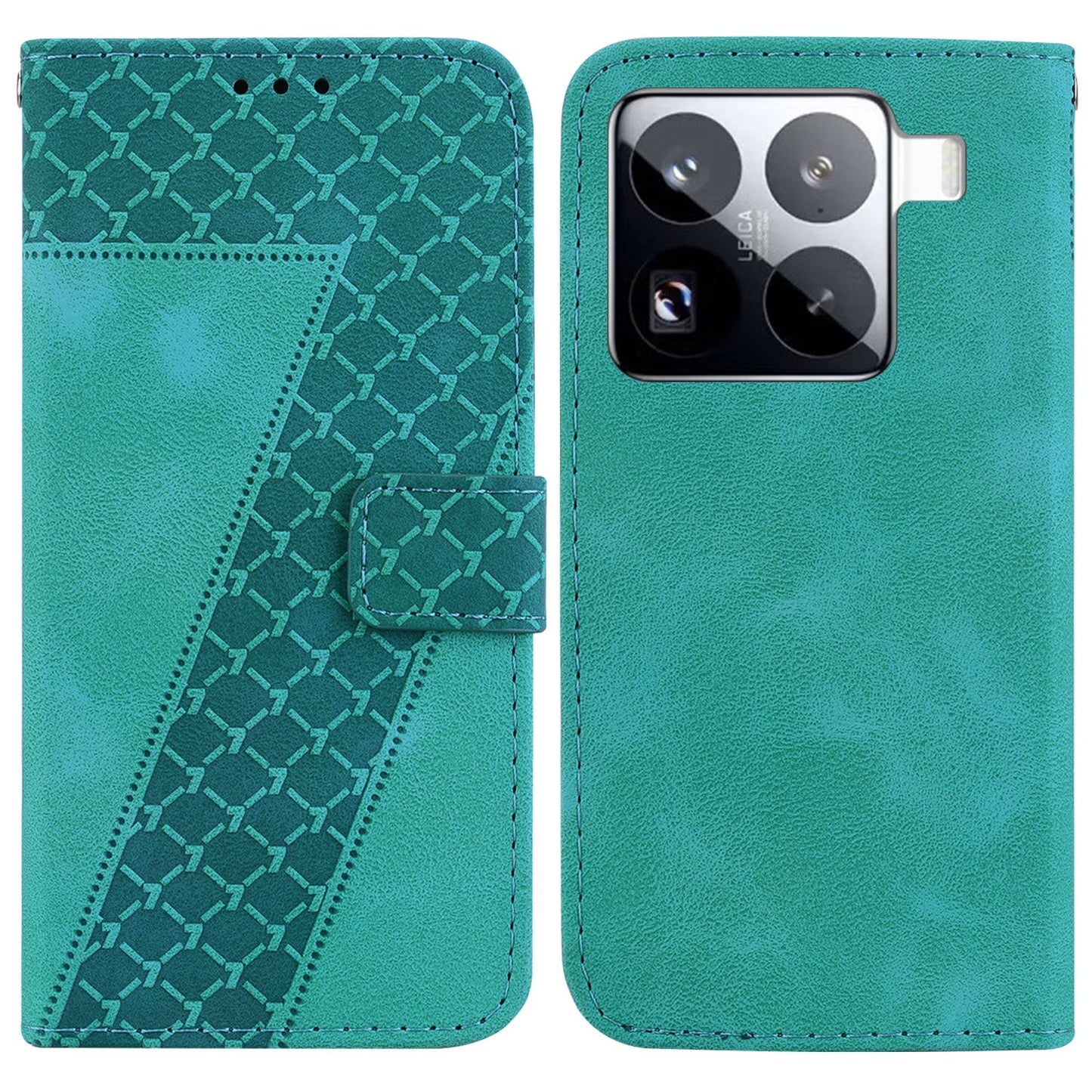 For Xiaomi 15 Pro Seven-shaped Embossed Leather Phone Case(Green)