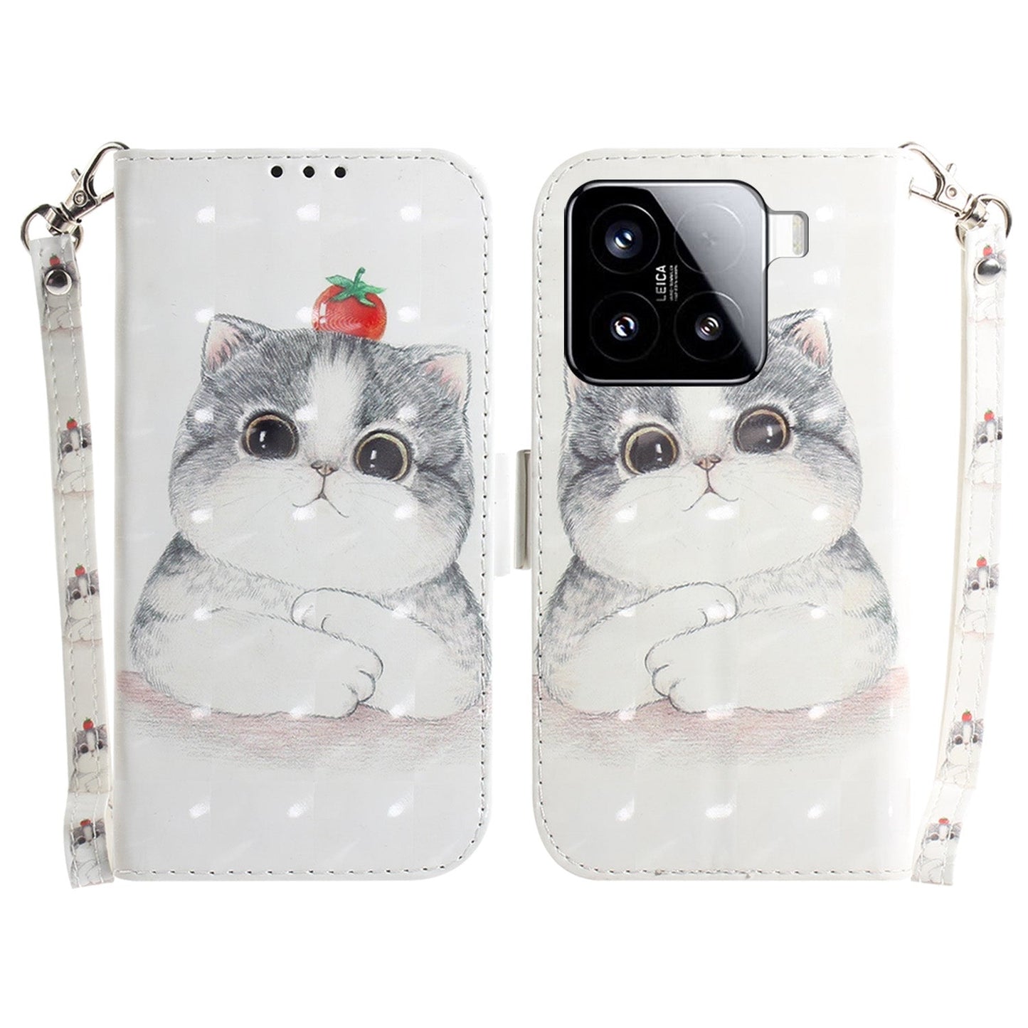For Xiaomi 15 3D Colored Flip Leather Phone Case(Cute Cat)