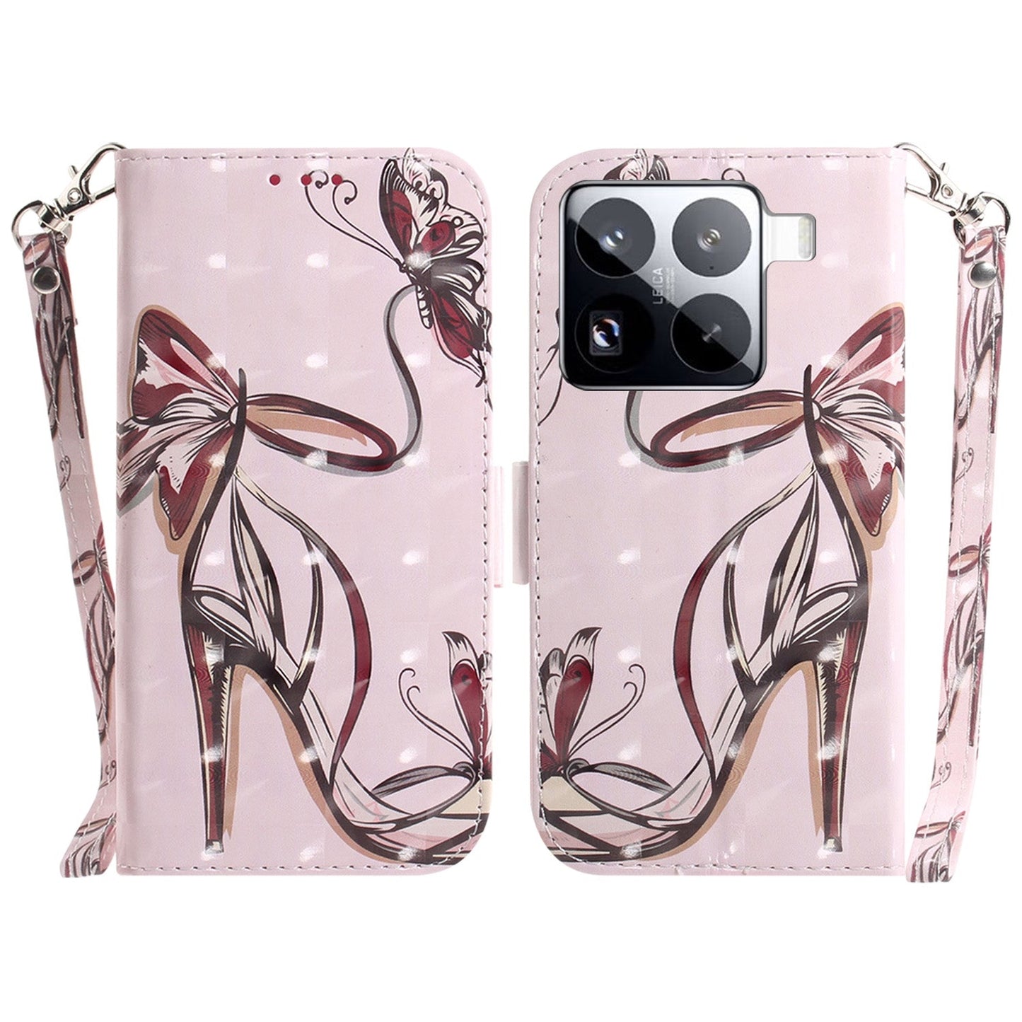 For Xiaomi 15 Pro 3D Colored Flip Leather Phone Case(Butterfly High-heeled)