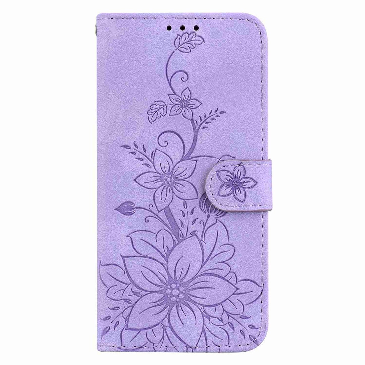 For Xiaomi 15 Lily Embossed Leather Phone Case(Purple)
