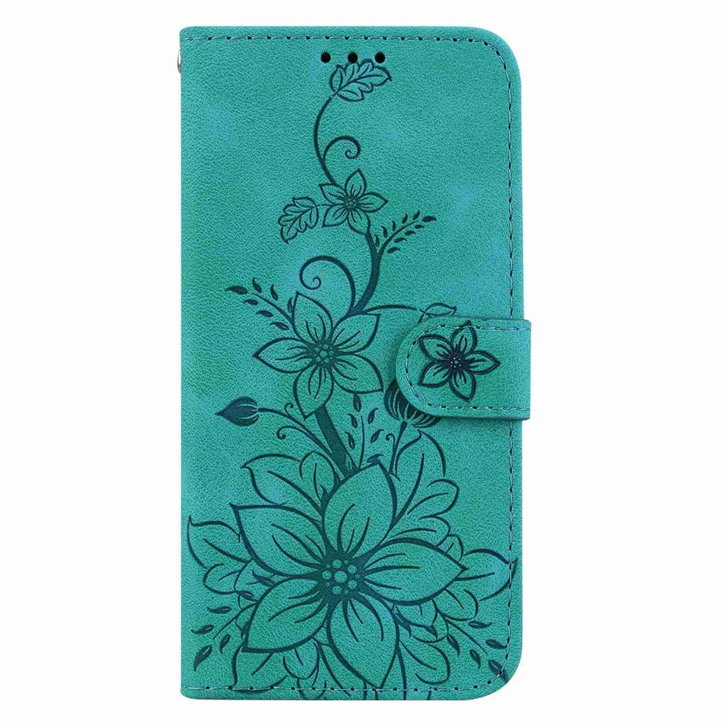 For Xiaomi 15 Pro Lily Embossed Leather Phone Case(Green)
