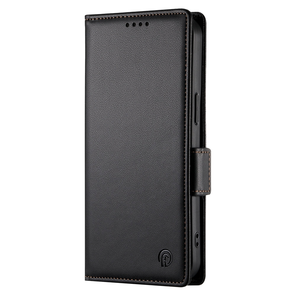 For iPhone 16e Side Buckle Magnetic Frosted Leather Phone Case(Black)