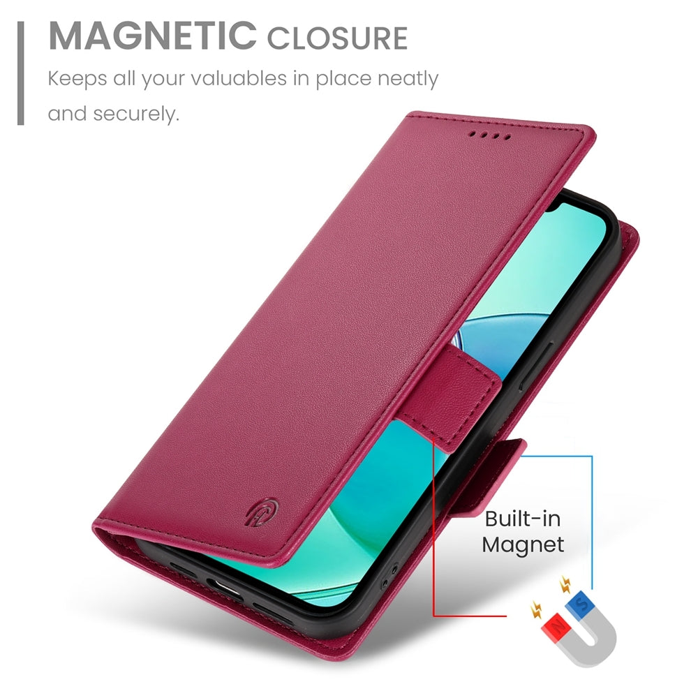 For iPhone 16e Side Buckle Magnetic Frosted Leather Phone Case(Wine Red)