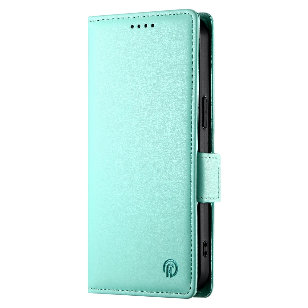 For iPhone 16e Side Buckle Magnetic Frosted Leather Phone Case(Mint Green)