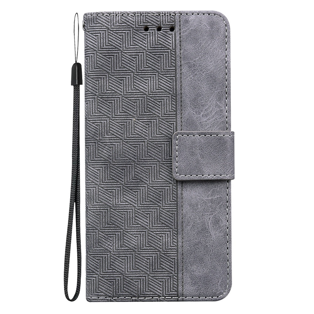 For Redmi 14C 4G Geometric Embossed Leather Phone Case(Grey)