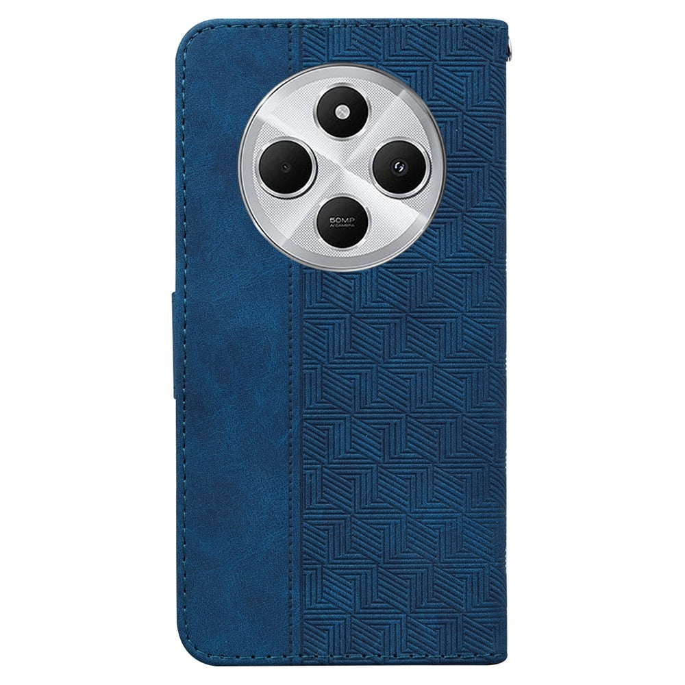 For Redmi 14C 4G Geometric Embossed Leather Phone Case(Blue)