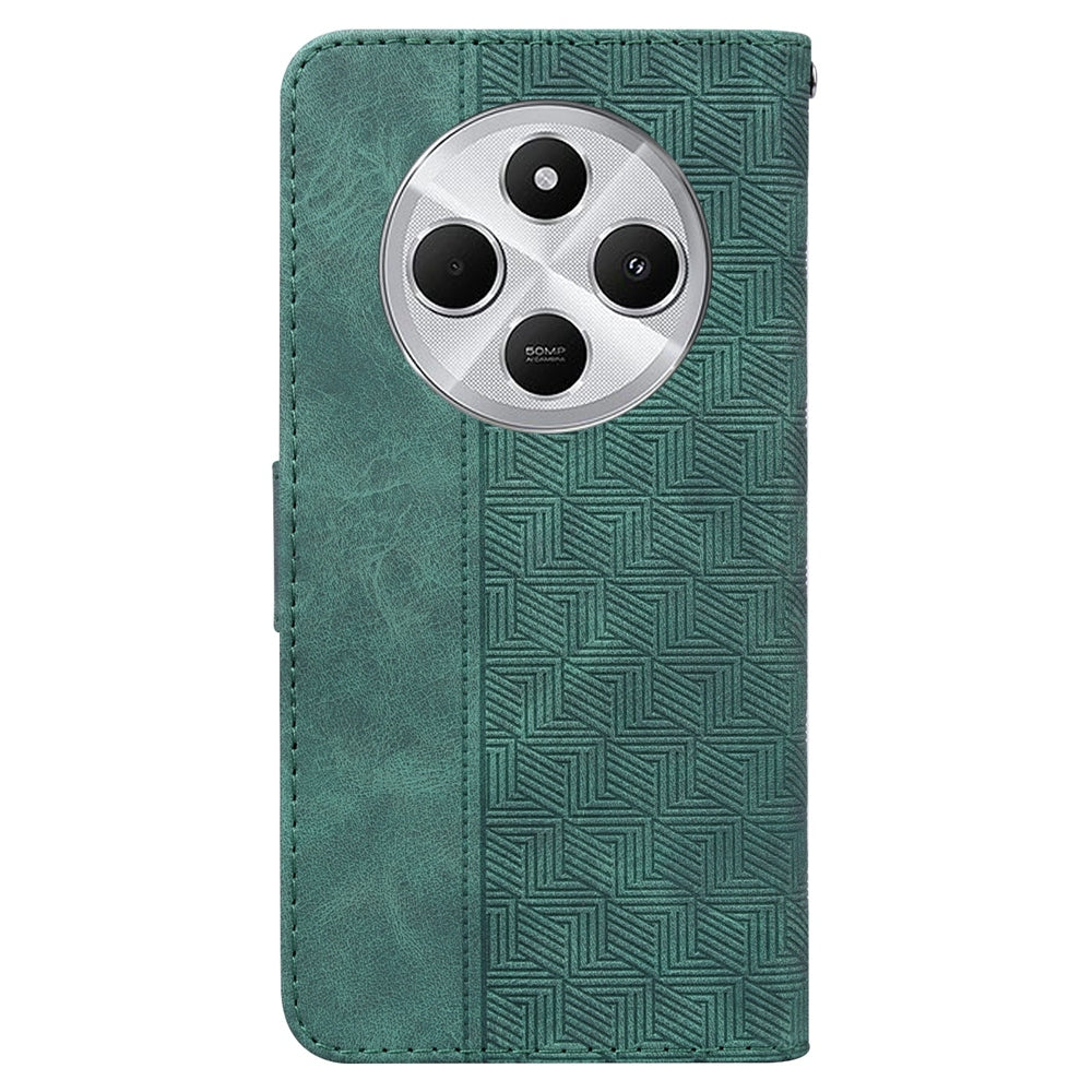 For Redmi 14C 4G Geometric Embossed Leather Phone Case(Green)