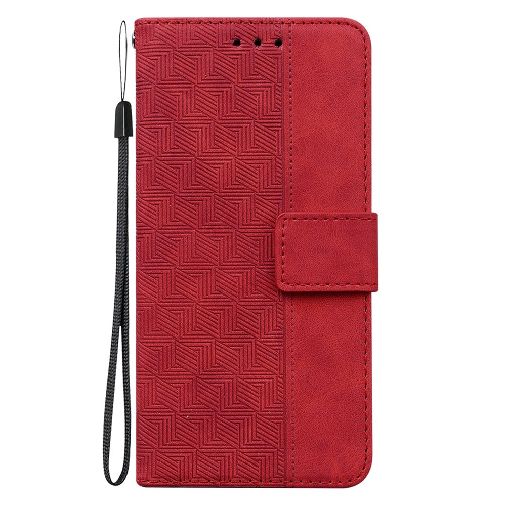 For Redmi 14C 4G Geometric Embossed Leather Phone Case(Red)