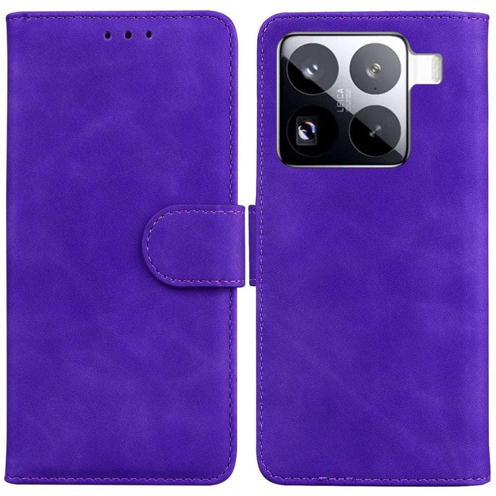 For Xiaomi 15 Pro Skin Feel Pure Color Flip Leather Phone Case(Purple)