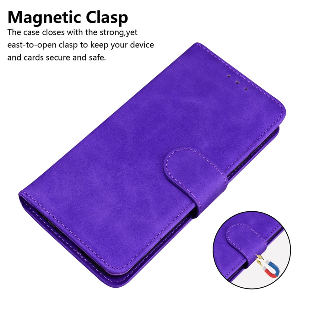 For Redmi 14C 4G Skin Feel Pure Color Flip Leather Phone Case(Purple)