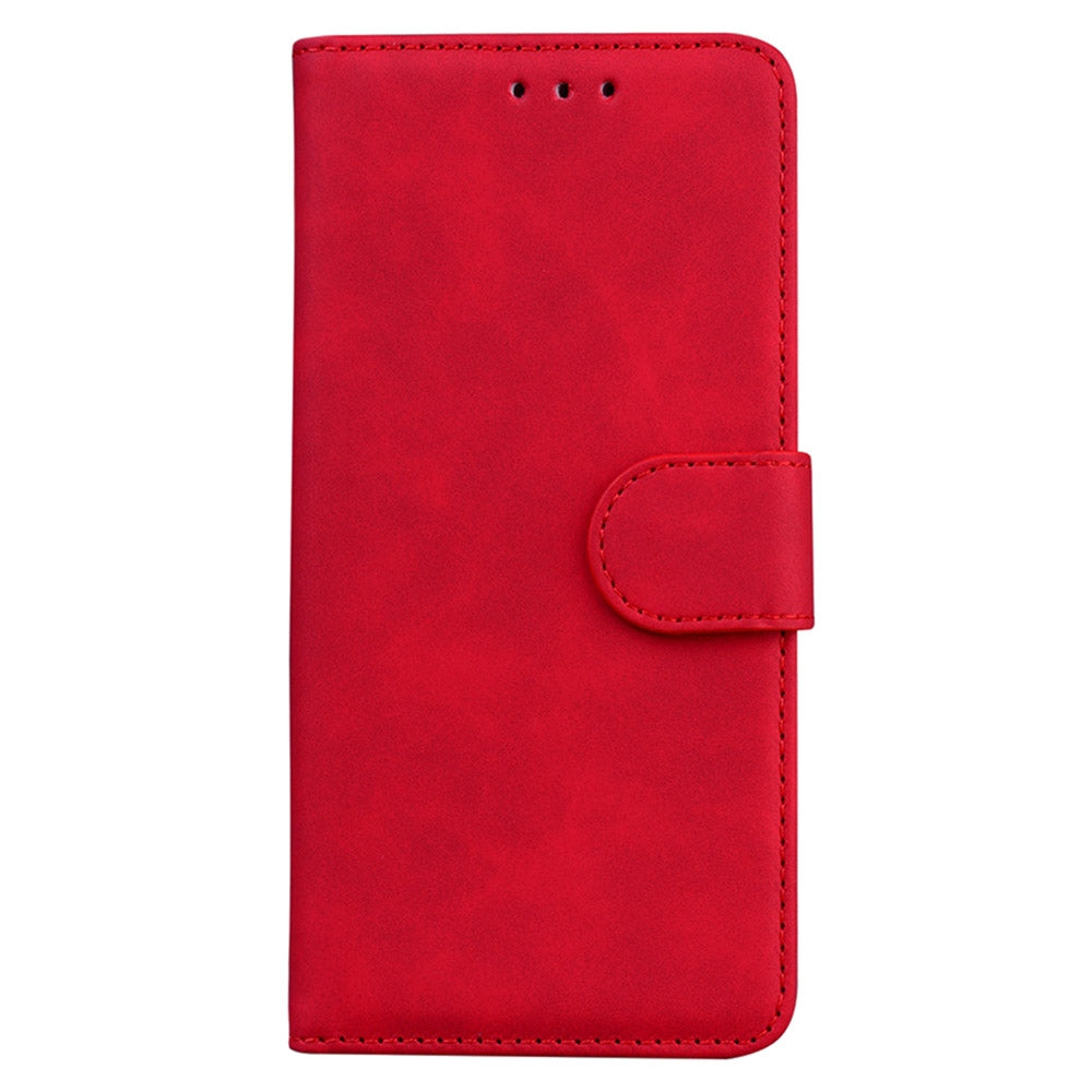 For Redmi 14C 4G Skin Feel Pure Color Flip Leather Phone Case(Red)