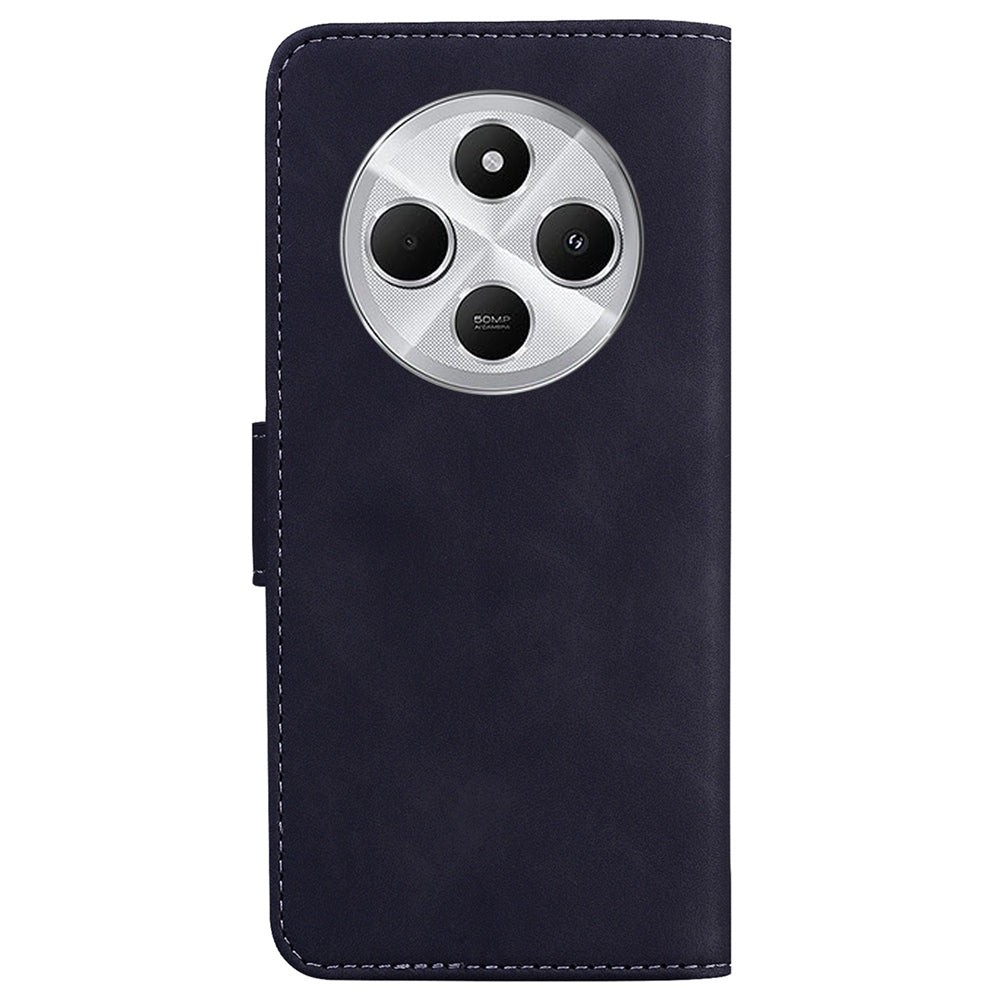 For Redmi 14C 4G Skin Feel Pure Color Flip Leather Phone Case(Black)