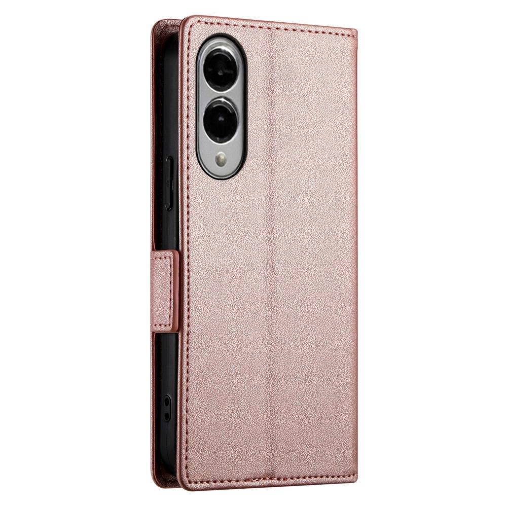 For Samsung Galaxy S25 Edge 5G Side Buckle Magnetic Frosted Leather Phone Case(Rose Gold)