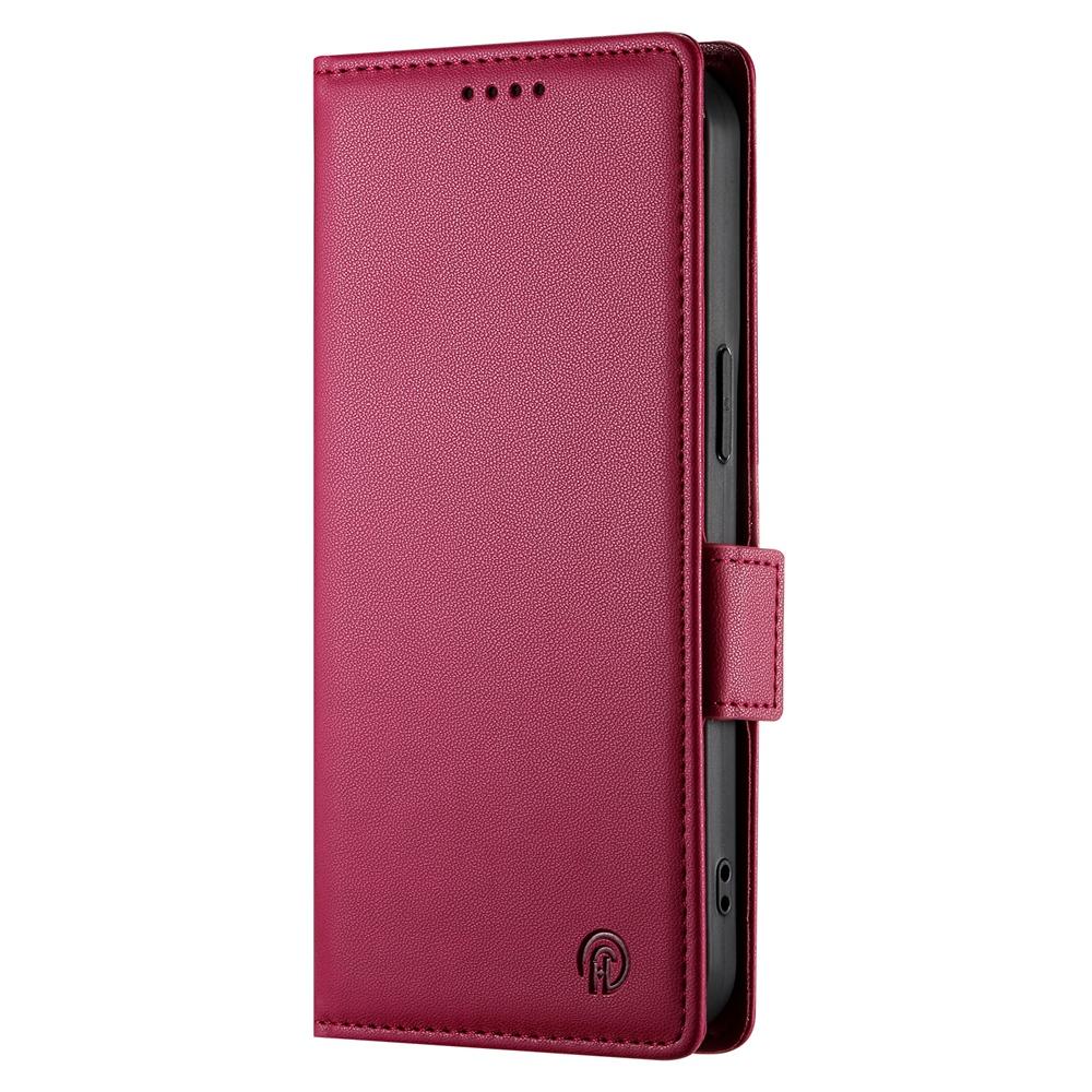 For Samsung Galaxy S25 Edge 5G Side Buckle Magnetic Frosted Leather Phone Case(Wine Red)
