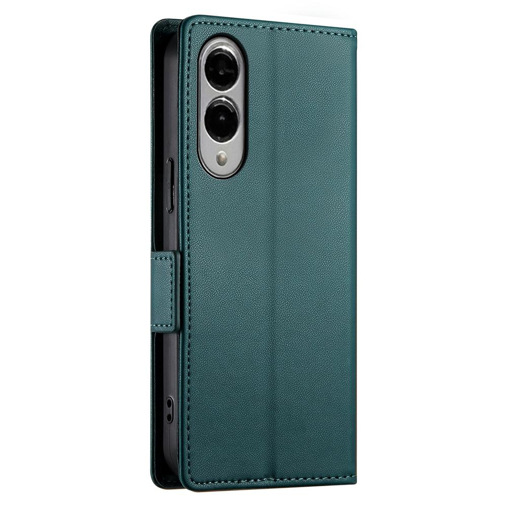 For Samsung Galaxy S25 Edge 5G Side Buckle Magnetic Frosted Leather Phone Case(Dark Green)