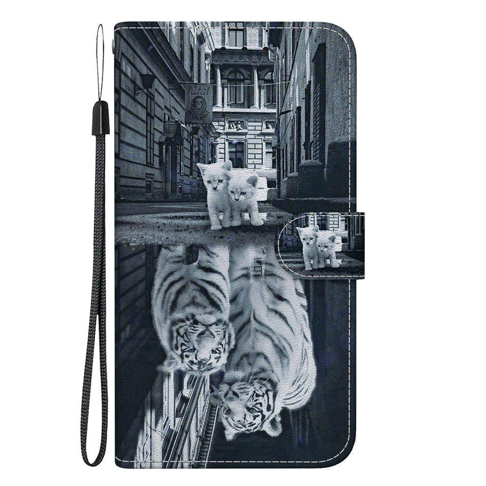 For Xiaomi 15 Crystal Texture Colored Drawing Leather Phone Case(Cat Tiger Reflection)