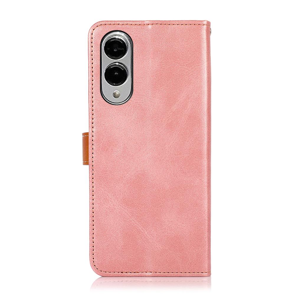 For Samsung Galaxy S25 Edge 5G KHAZNEH Dual-color Cowhide Texture Flip Leather Phone Case(Rose Gold)