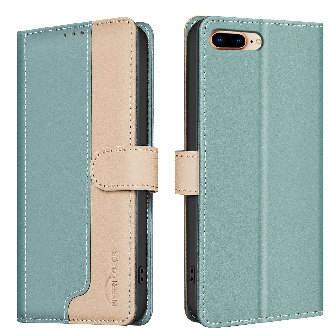 For iPhone 16e Color Matching RFID Anti-theft Leather Phone Case(Green)