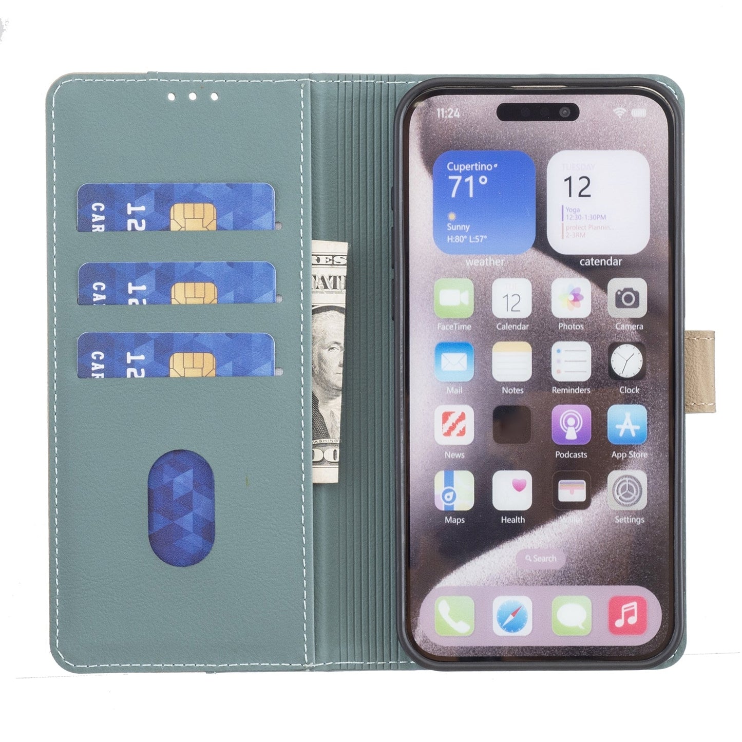 For iPhone 16e Color Matching RFID Anti-theft Leather Phone Case(Green)